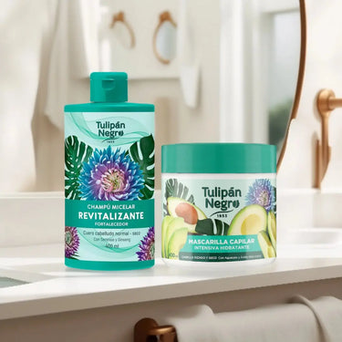 Tulipan Negro Champú Micelar + Mascarilla Capilar Intensiva Hidratante Limpia y brilla