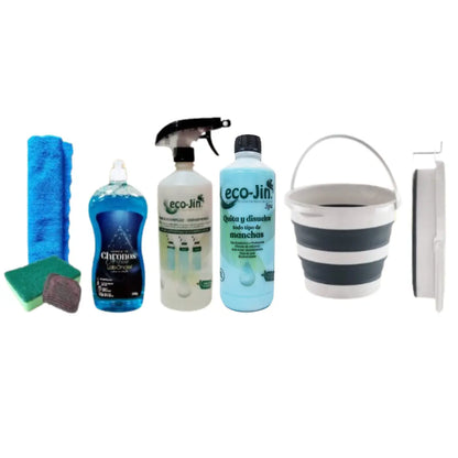 SET CUBO PLEGABLE + CHRONOS A ELEGIR + ECO-JIN Y DIFUSOR + BAYETA MICROFIBRA + ESTROPAJO ESPONJA + JABONOSO LIMPIA Y BRILLA