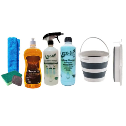 SET CUBO PLEGABLE + CHRONOS A ELEGIR + ECO-JIN Y DIFUSOR + BAYETA MICROFIBRA + ESTROPAJO ESPONJA + JABONOSO LIMPIA Y BRILLA