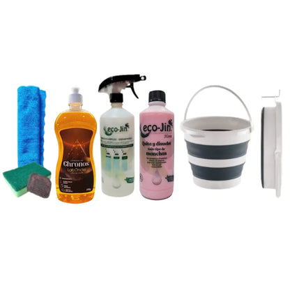 SET CUBO PLEGABLE + CHRONOS A ELEGIR + ECO-JIN Y DIFUSOR + BAYETA MICROFIBRA + ESTROPAJO ESPONJA + JABONOSO LIMPIA Y BRILLA