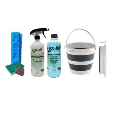 SET CUBO PLEGABLE+ECO-JIN Y DIFUSOR+BAYETA MICROF.+ESTROPAJO ESPONJA+JABONOSO limpiaybrilla.es