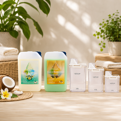 DETERGENTE + SUAVIZANTE + DISPENSADORES PREMIUM Limpia y brilla