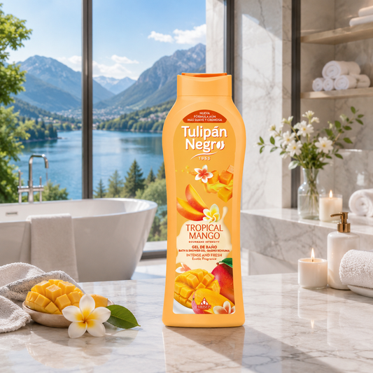 Tulipan Negro gel de ducha Tropical Mango Vanity Limpia y brilla