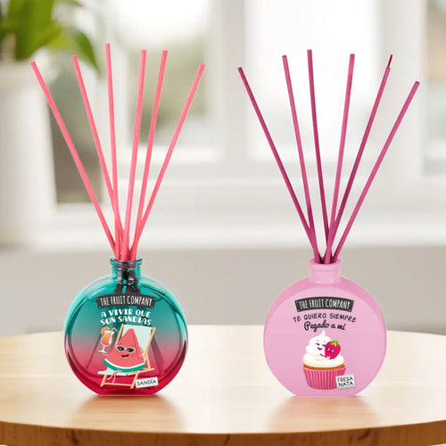 AMBIENTADORES MIKADO AROMA A FRESA Y NATA Y SANDIA - THE FRUIT COMPANY Limpia y brilla