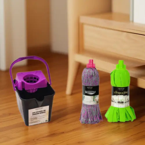 PACK CUBO ESCURRIDOR RAÍCES + 2 FREGONAS A ELEGIR Limpia y brilla