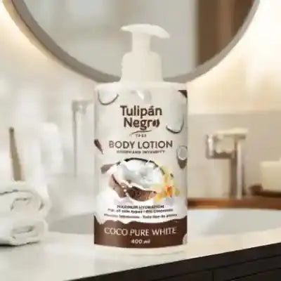 Tulipán Negro – Loción Corporal Coco Pure White (400 ml) Limpia y brilla