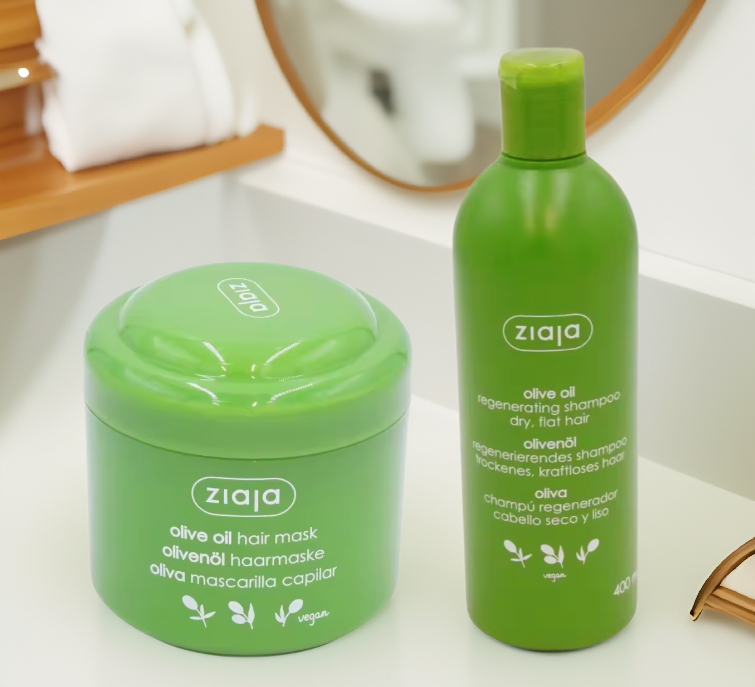 Set Ziaja – Champú y Mascarilla Capilar con Aceite de Oliva Limpia y brilla