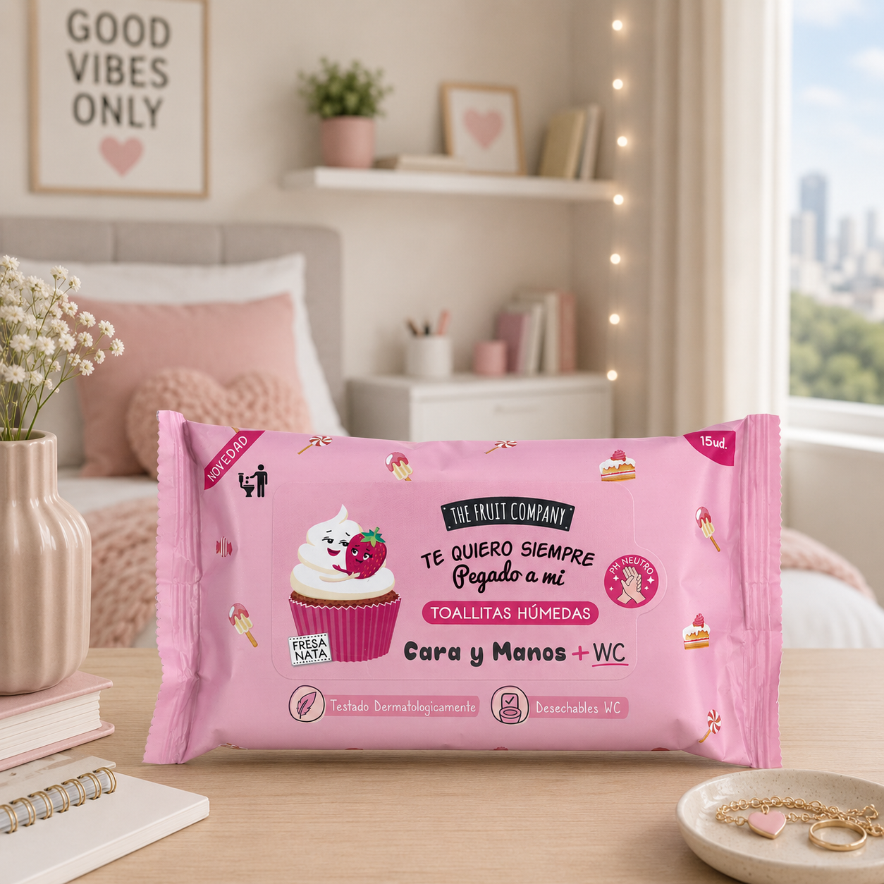 Toallitas Fresa Nata Manos Cara + Wc 15 uds The Fruit Company