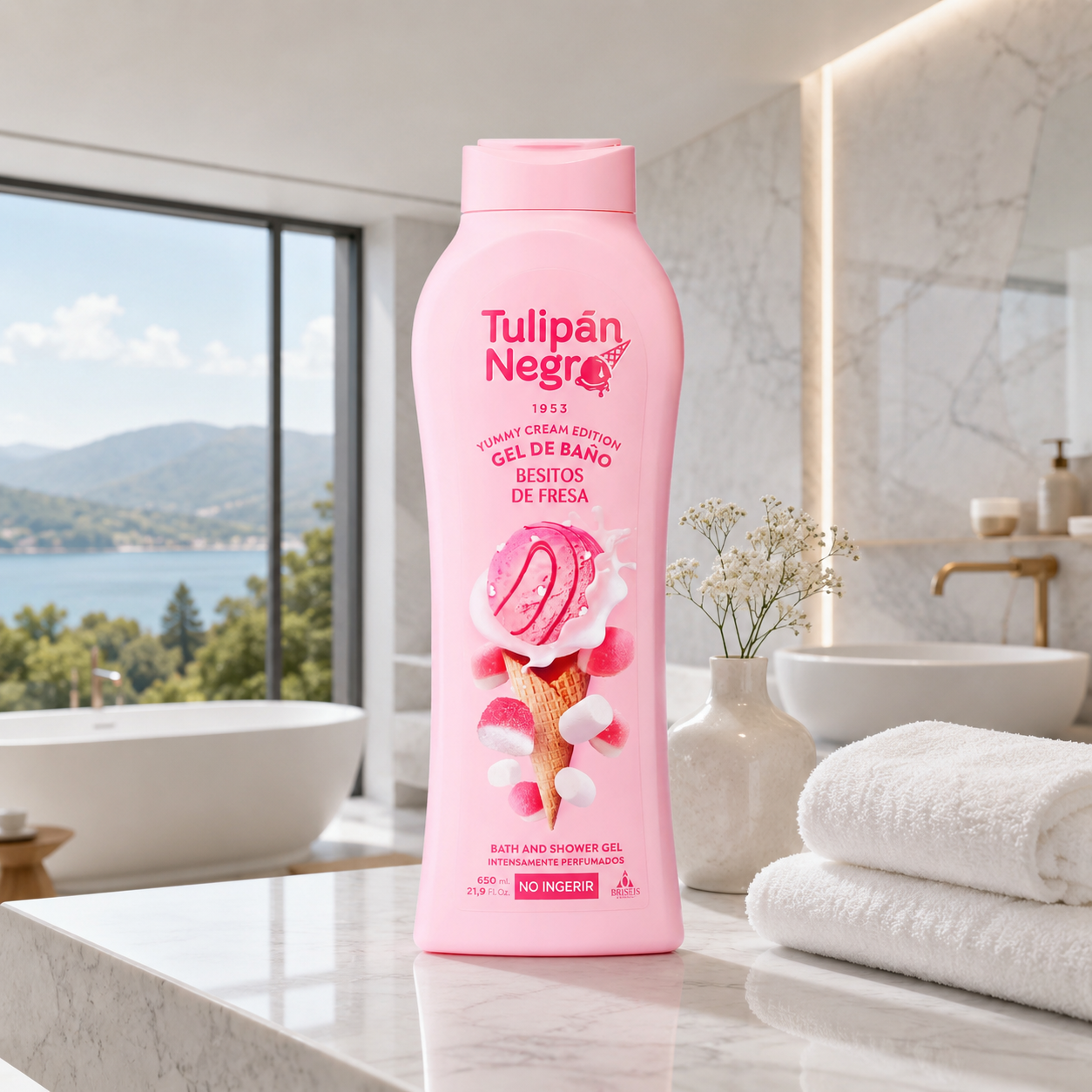 Tulipán Negro – Gel de Baño Besitos de Fresa (650 ml) Limpia y brilla
