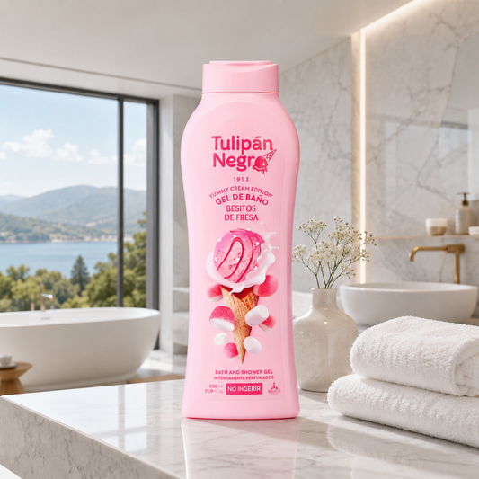 Tulipán Negro – Gel de Baño Besitos de Fresa (650 ml) Limpia y brilla