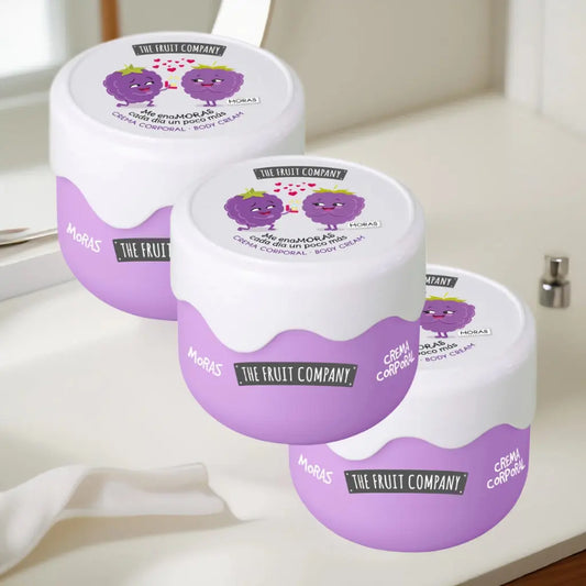 PACK DE 3 THE FRUIT COMPANY CREMA CORPORAL EFECTO SEDA AROMA A MORAS Limpia y brilla